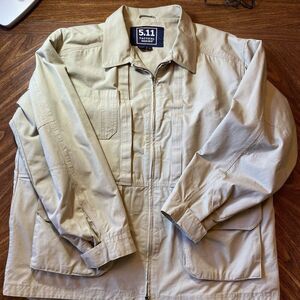 5.11 Tactical Heavy Bran Coat Men XL Tan Cotton Pocket Full Zip Jacket